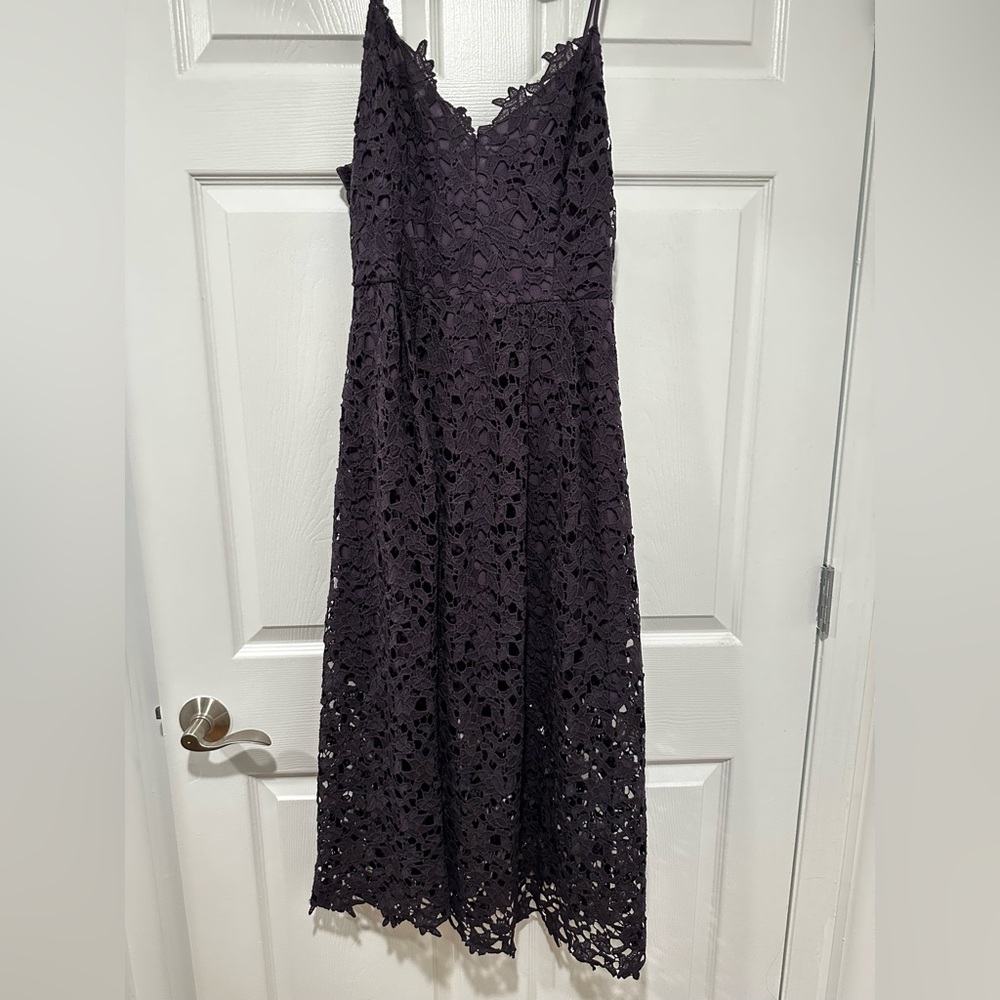 ASTR the label Women's Sleeveless Lace Fit & Flare Midi Dress in Aubergine